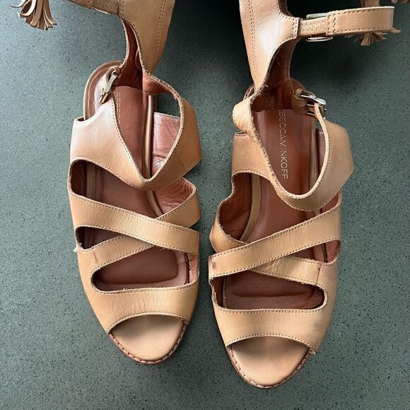 REBECCA MINKOFF Leather Gladiator Flat Nude Color Sandals Size 7. - Picture 3 of 9